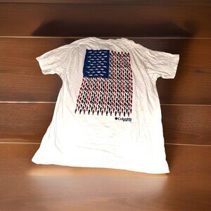 Columbia Shirt Men's Large white Short Sleeve Fishing PFG American Flag